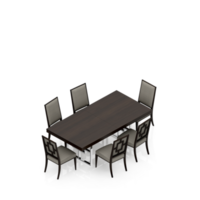 renderização 3d de perspectiva de conjunto de mesa isométrica png