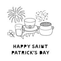 Composition of hand drawn items for Saint patrick s day. vector