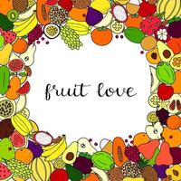 Background with hand drawn fruits. vector