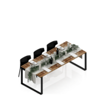 renderização 3d de perspectiva de conjunto de mesa isométrica png