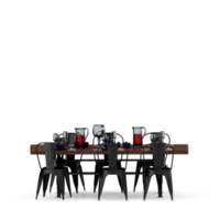 conjunto de mesa isométrica render 3d frontal png