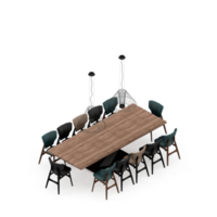 rendu 3d de la perspective de l'ensemble de table isométrique png