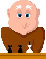 Man playing chess, illustration, vector on white background.