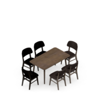 Isometric Table set Perspective 3D render png