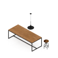 renderização 3d de perspectiva de conjunto de mesa isométrica png