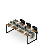 renderização 3d de perspectiva de conjunto de mesa isométrica png