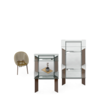 renderização 3d de perspectiva de conjunto de mesa isométrica png