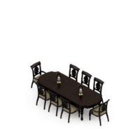 Isometric Table set Perspective 3D render png