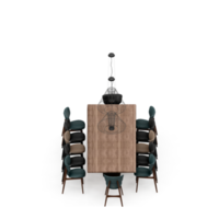 renderização 3d de perspectiva de conjunto de mesa isométrica png