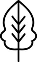 Simple white leaf outlined with black color, illustration, vector on white background.