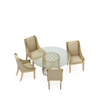 renderização 3d de perspectiva de conjunto de mesa isométrica png