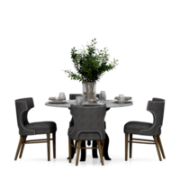 Isometric Table set front 3D render png