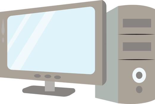 Computer setup, illustration, vector on white background.