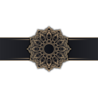 ornement de mandala de luxe, noir et or, bordure ronde png