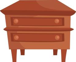 Brown night stand, illustration, vector on white background.