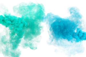 Verde mentol vs azul claro. textura de fantasía de humo o niebla png