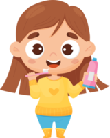 Child girl brushing her teeth png