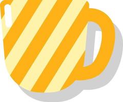 Yellow mug with stripes, illustration, vector on a white background