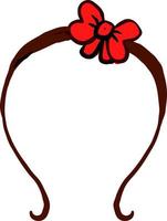 Red bow hairband, illustration, vector on white background.