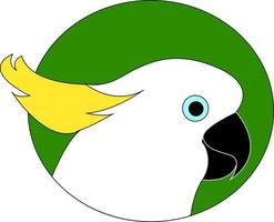 Cockatoo parrot, illustration, vector on white background.