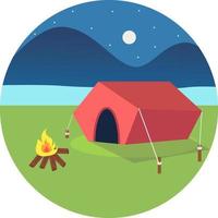 Red tent ,illustration, vector on white background.