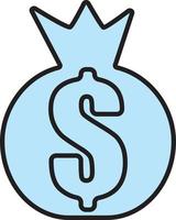 Full bag of money, illustration, vector, on a white background. vector