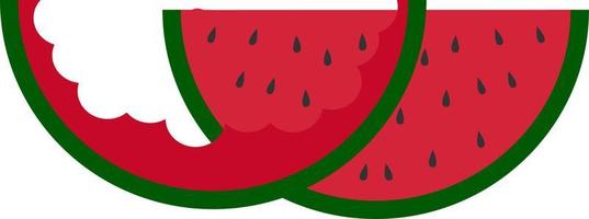 Eaten watermelon, illustration, vector on white background