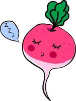 Sleeping radish, illustration, vector on white background.