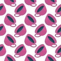 Pink cup of coffe ,seamless pattern on white background. vector