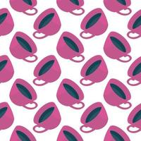 Pink cup of coffe ,seamless pattern on white background. vector