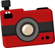 Red camera, illustration, vector on white background.