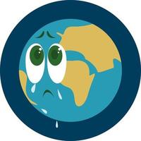 Crying earth, illustration, vector on white background.