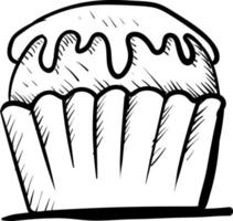 Dibujo de cupcake, ilustración, vector sobre fondo blanco.