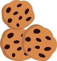 Chocolate chip cookie, illustration, vector on white background.