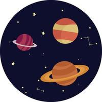 Planets in space, illustration, vector on white background