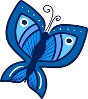 Blue butterfly , illustration, vector on white background
