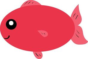 Happy red fish, illustration, vector on white background.