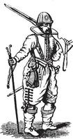 Musketeer from the Time of James I, vintage illustration. vector