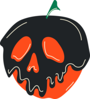 carino Halloween mele adesivi collezione nel mano disegnato stile. Mela neve bianca png