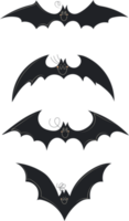 Set of Various black and white of bats with face emotions, hands and legs. Hand drawn trendy Cute funny characters. All elements are isolated png