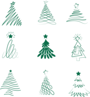 Línea de árbol de Navidad sobre un fondo verde aislado png