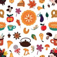 Pattern of various autumn desserts vector