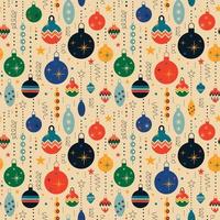 Retro Christmas pattern with tree toys. Christmas seamless background vector