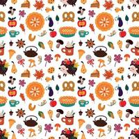 Pattern of various autumn desserts vector