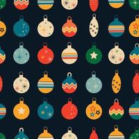 Retro Christmas pattern with tree toys. Christmas seamless background vector