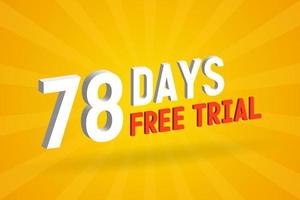 Free offer 78 Days free Trial 3D text stock vector