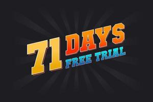 71 días de prueba gratuita vector de stock de texto en negrita promocional