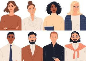 Portraits of diverse mixed age group of business professionals. vector