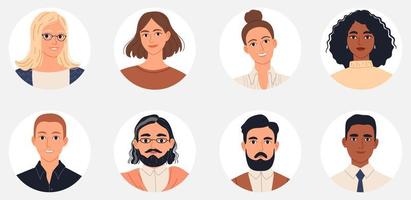 retratos de diversos grupos de edad mixta de profesionales de negocios. vector