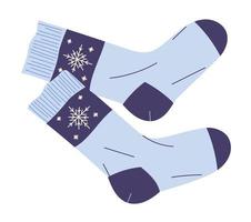 Warm socks element of winter clothes and outerwear. vector